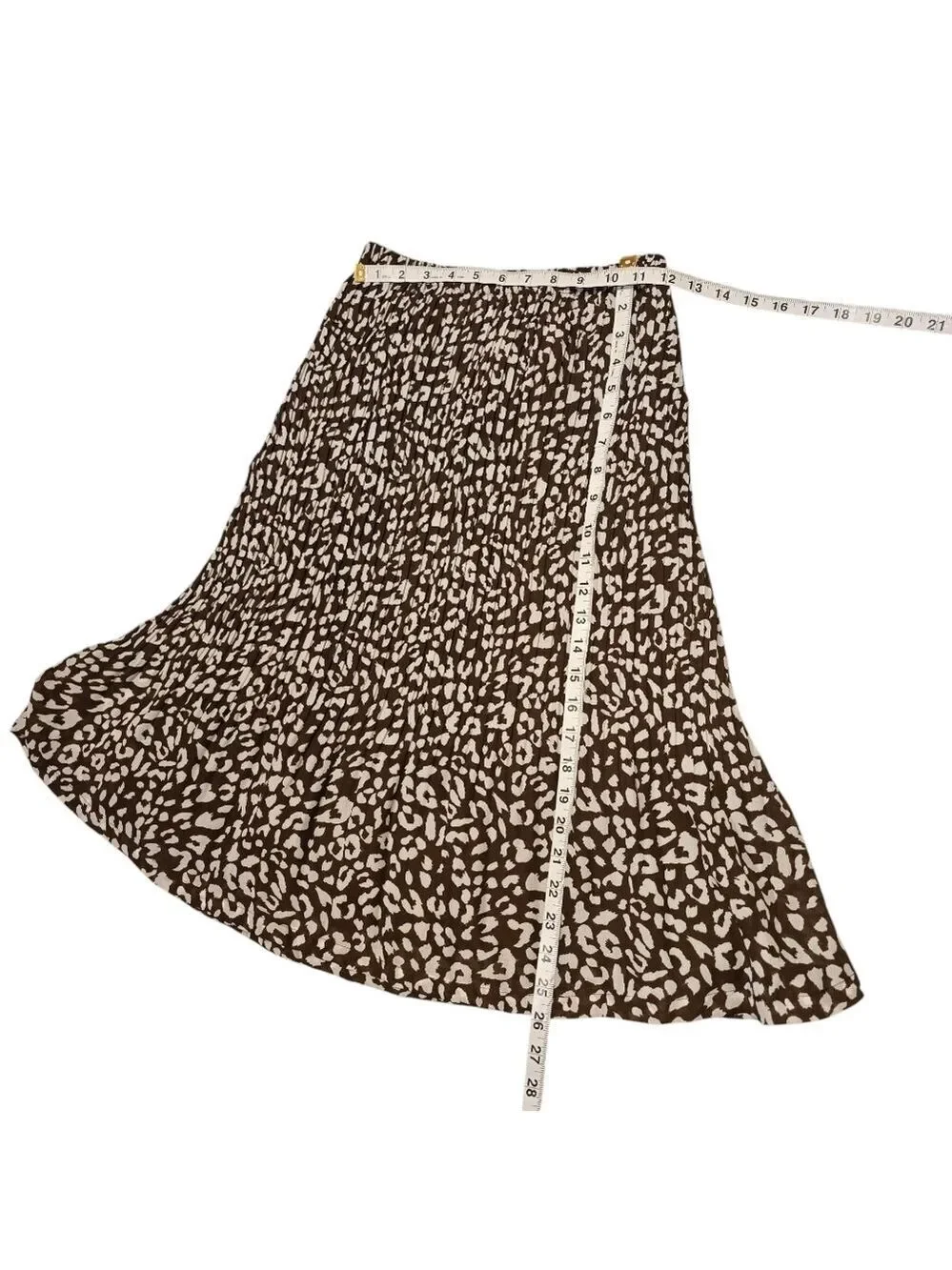 Sunny Leigh Animal Print White Brown Skirt M